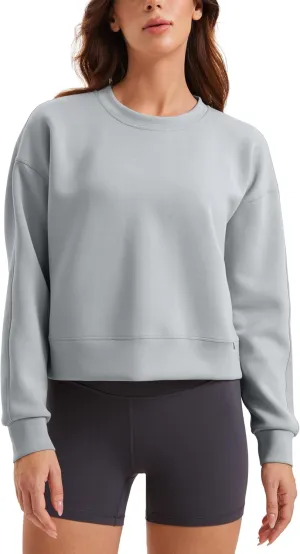 CRZ YOGA Womens SoftAura Crewneck Sweatshirt Long Sleeve Workout Casual Pullover Basic Fall Tops