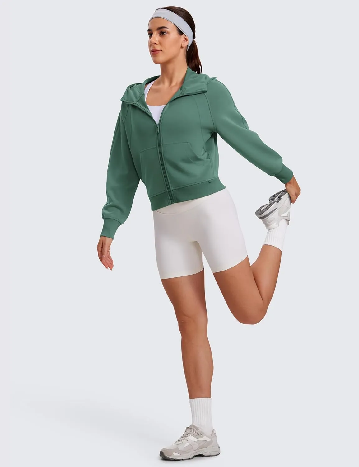 CRZ YOGA Womens SoftAura Full Zip Up Hoodie Workout Casual Hooded Sweatshirt Long Sleeve Athletic Jacket