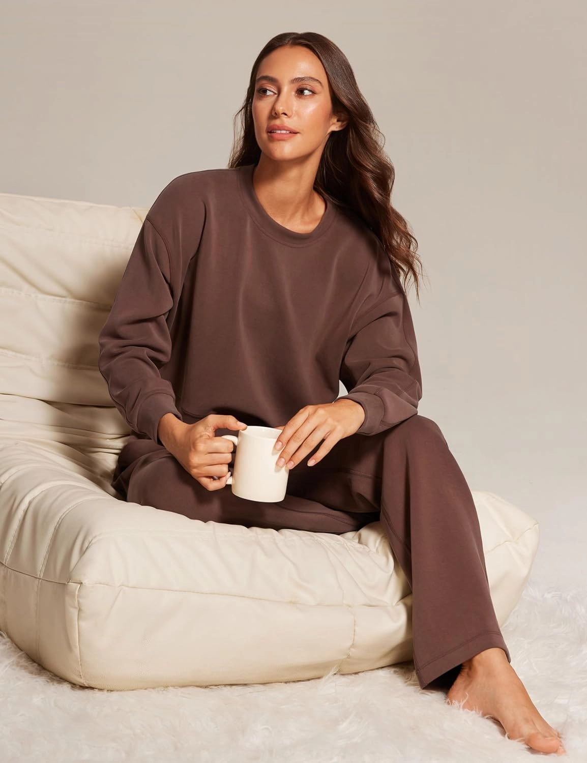 CRZ YOGA Womens SoftAura Crewneck Sweatshirt Long Sleeve Workout Casual Pullover Basic Fall Tops