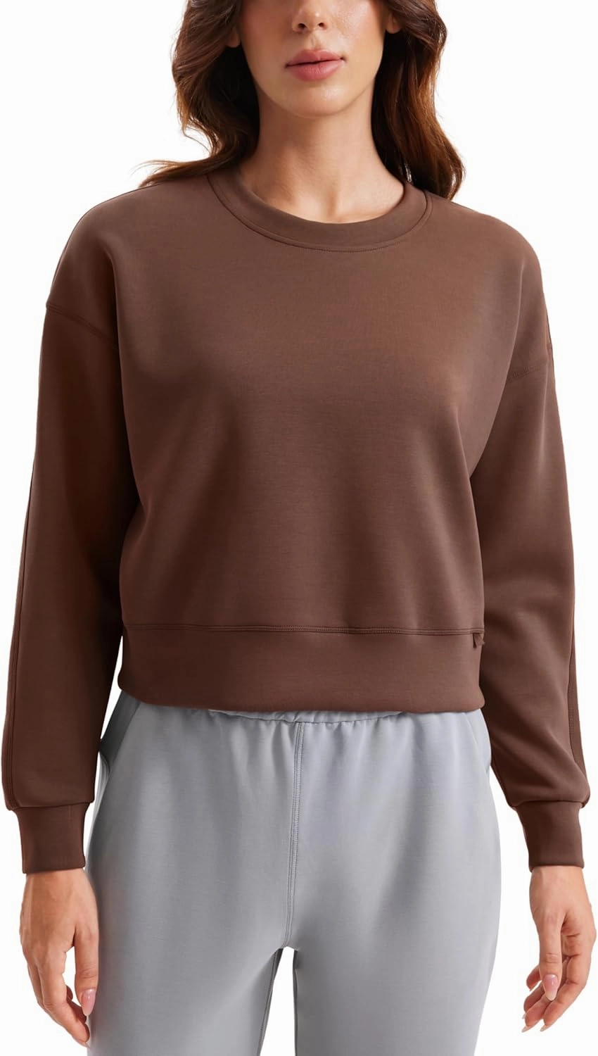 CRZ YOGA Womens SoftAura Crewneck Sweatshirt Long Sleeve Workout Casual Pullover Basic Fall Tops