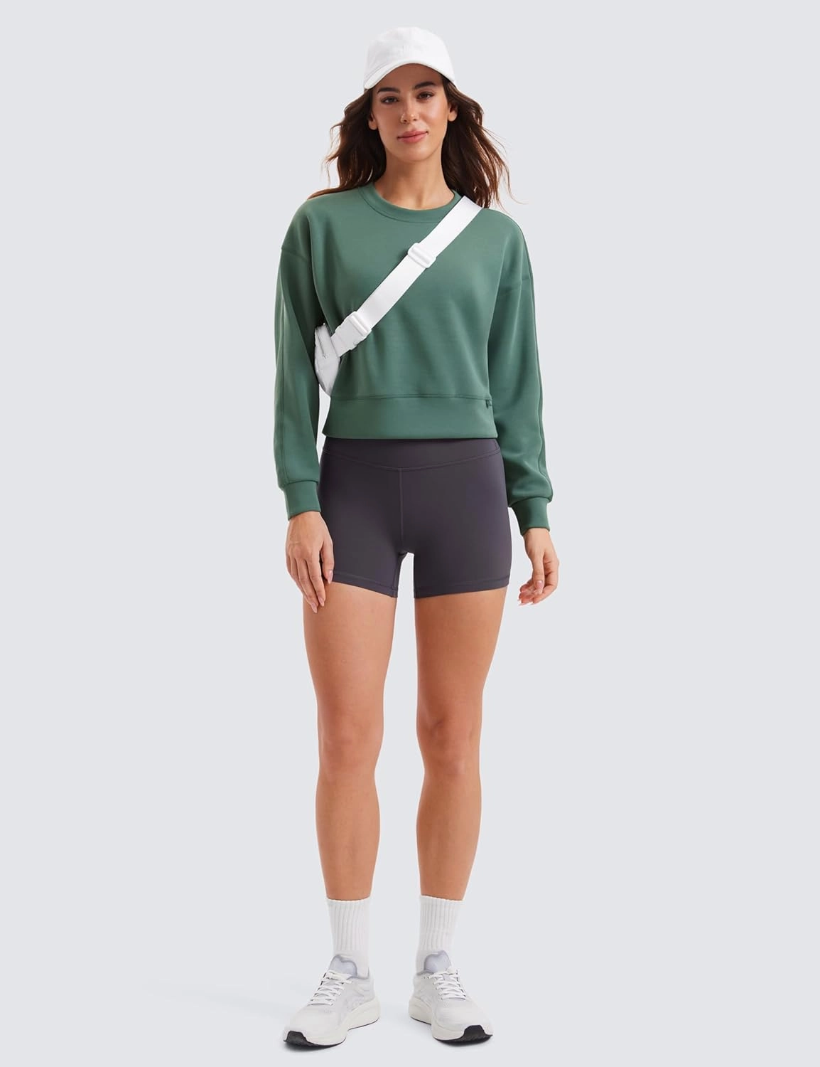 CRZ YOGA Womens SoftAura Crewneck Sweatshirt Long Sleeve Workout Casual Pullover Basic Fall Tops