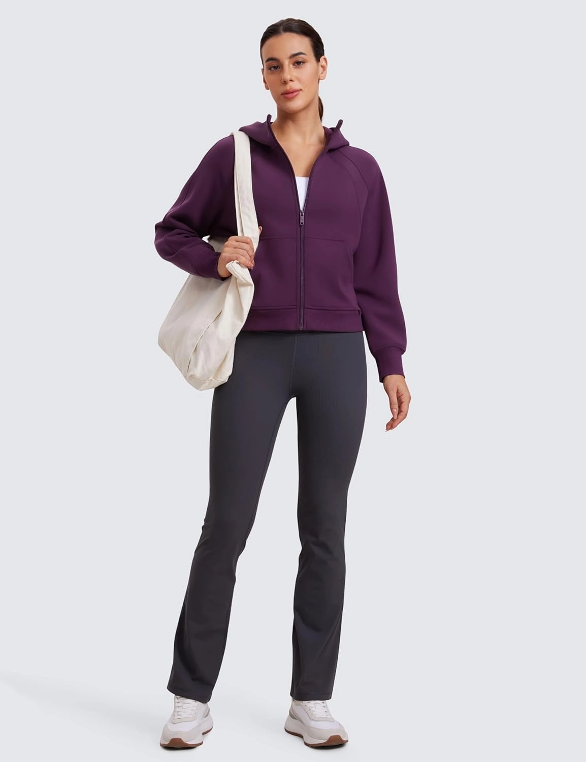 CRZ YOGA Womens SoftAura Full Zip Up Hoodie Workout Casual Hooded Sweatshirt Long Sleeve Athletic Jacket