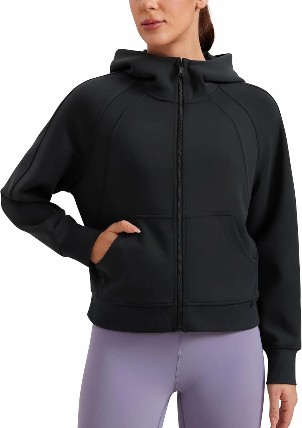 CRZ YOGA Womens SoftAura Full Zip Up Hoodie Workout Casual Hooded Sweatshirt Long Sleeve Athletic Jacket