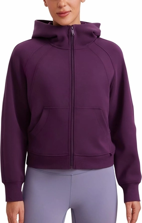 CRZ YOGA Womens SoftAura Full Zip Up Hoodie Workout Casual Hooded Sweatshirt Long Sleeve Athletic Jacket