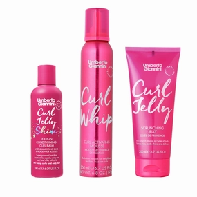 Curl Type 3 Trio, 3-Piece Styling Routine for Defined, Frizz-Free Curls, Curl Jelly Shine Leave-In Conditioner (6fl. Oz), Curl Whip Mousse (6.7 fl. Oz) & Curl Jelly Scrunching Jelly (6.7 fl. Oz)