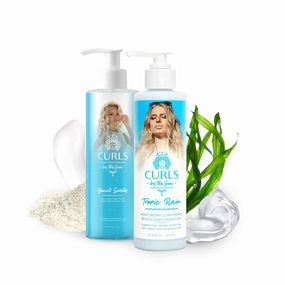 Curls by the Sea Tropic Rain Curl Enhancing, Moisturizing Conditioner and Giant Swells Curls Amplifying Curl Cream 8oz (236ml)