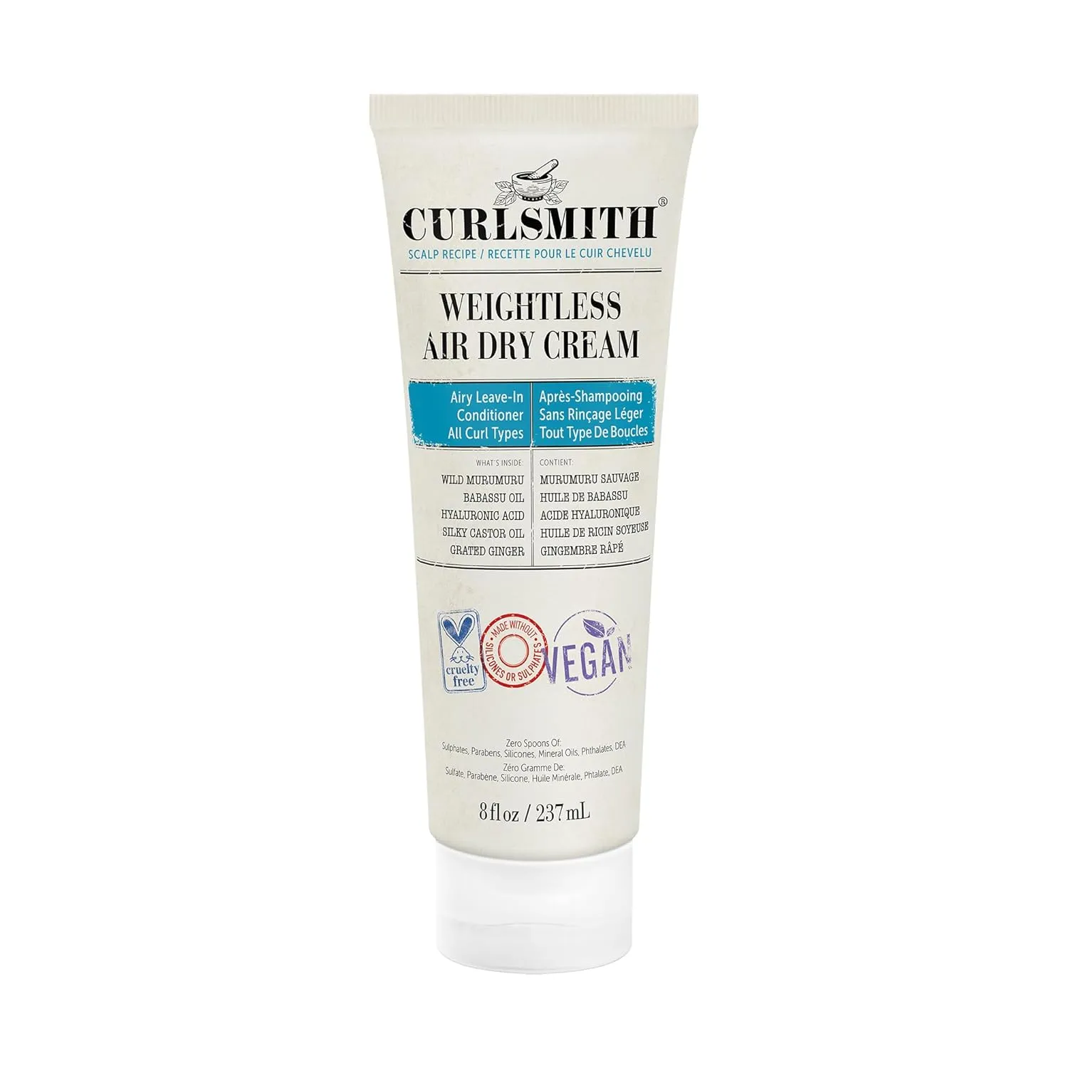 CURLSMITH - Weightless Air Dry Cream - Vegan Leave-In Conditioner for Any Hair Type, Smooths Hair