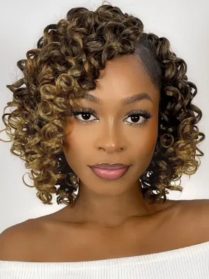 Curly Crochet Hair for Women Ombre Blonde 7 Packs GoGo Curl 8 Inch Pre Looped Beach Ocean Water Wave Deep Twist Braids Synthetic Extensions T27#