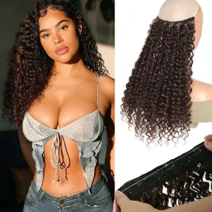 Curly Hair Extensions Invisible Wire Hair Extensions with Transparent Wire Adjustable Size 3 Secure Clips Long deep Secret Synthetic Curly Braiding hair