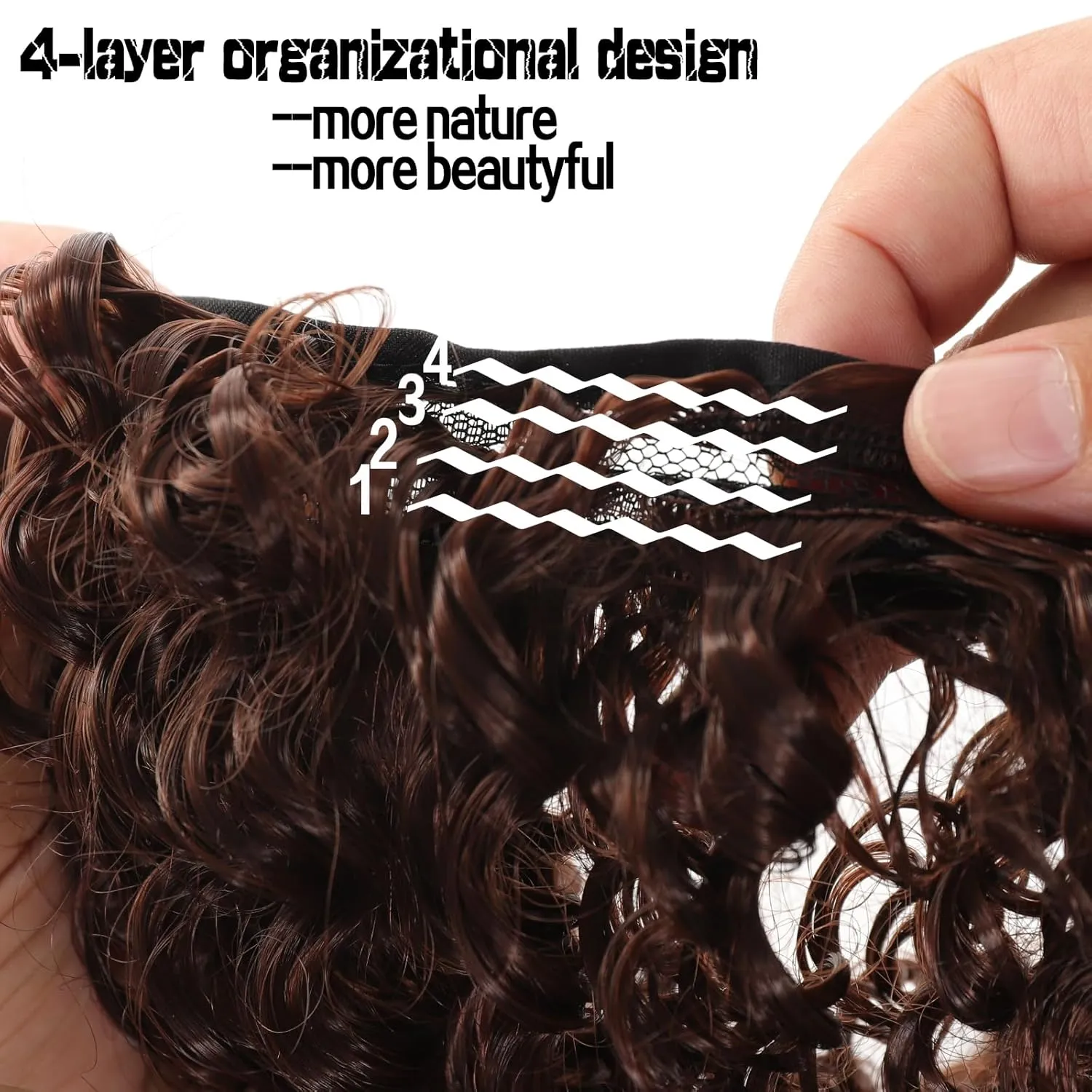 Curly Hair Extensions Invisible Wire Hair Extensions with Transparent Wire Adjustable Size 3 Secure Clips Long deep Secret Synthetic Curly Braiding hair