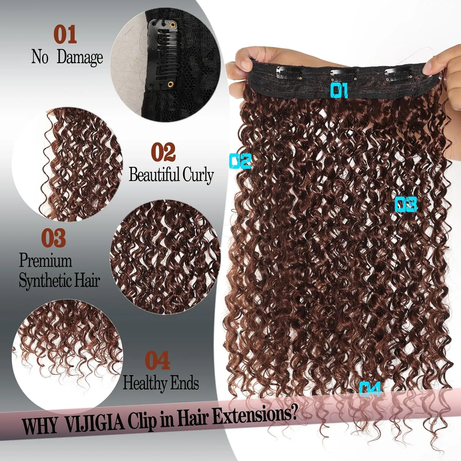 Curly Hair Extensions Invisible Wire Hair Extensions with Transparent Wire Adjustable Size 3 Secure Clips Long deep Secret Synthetic Curly Braiding hair