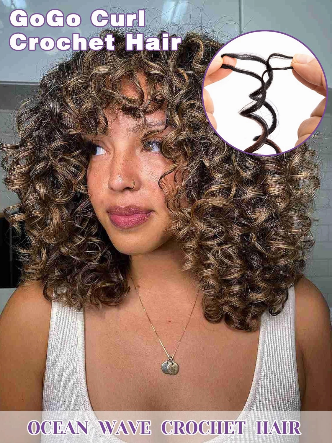 Curly Crochet Hair for Women Ombre Blonde 7 Packs GoGo Curl 8 Inch Pre Looped Beach Ocean Water Wave Deep Twist Braids Synthetic Extensions T27#