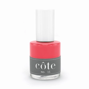 Côte Nail Polish - Quick Dry Vegan 0.4 Fluid Oz Regular Cruelty Free Non Toxic & Safe Chip Resistant Full Coverage (No. 15 Hot Pink)