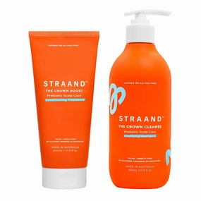 Daily Prebiotic Duo - Crown Cleanse Dandruff Scalp Shampoo (11.8 oz) & Crown Boost Deep Conditioning Treatment (6.8 oz) - Vegan Protein Hair Treatments for Strong, Healthy Hair