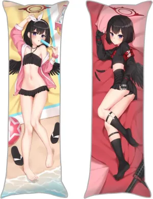 Dakimakura Anime Blue Archive Japanese Hugging Body Pillow Case, Double-Sided Print Bedding Decorative Pillowcase,Throw Pillow Cover Peach Skin (19"x59"/50x150cm) (C)