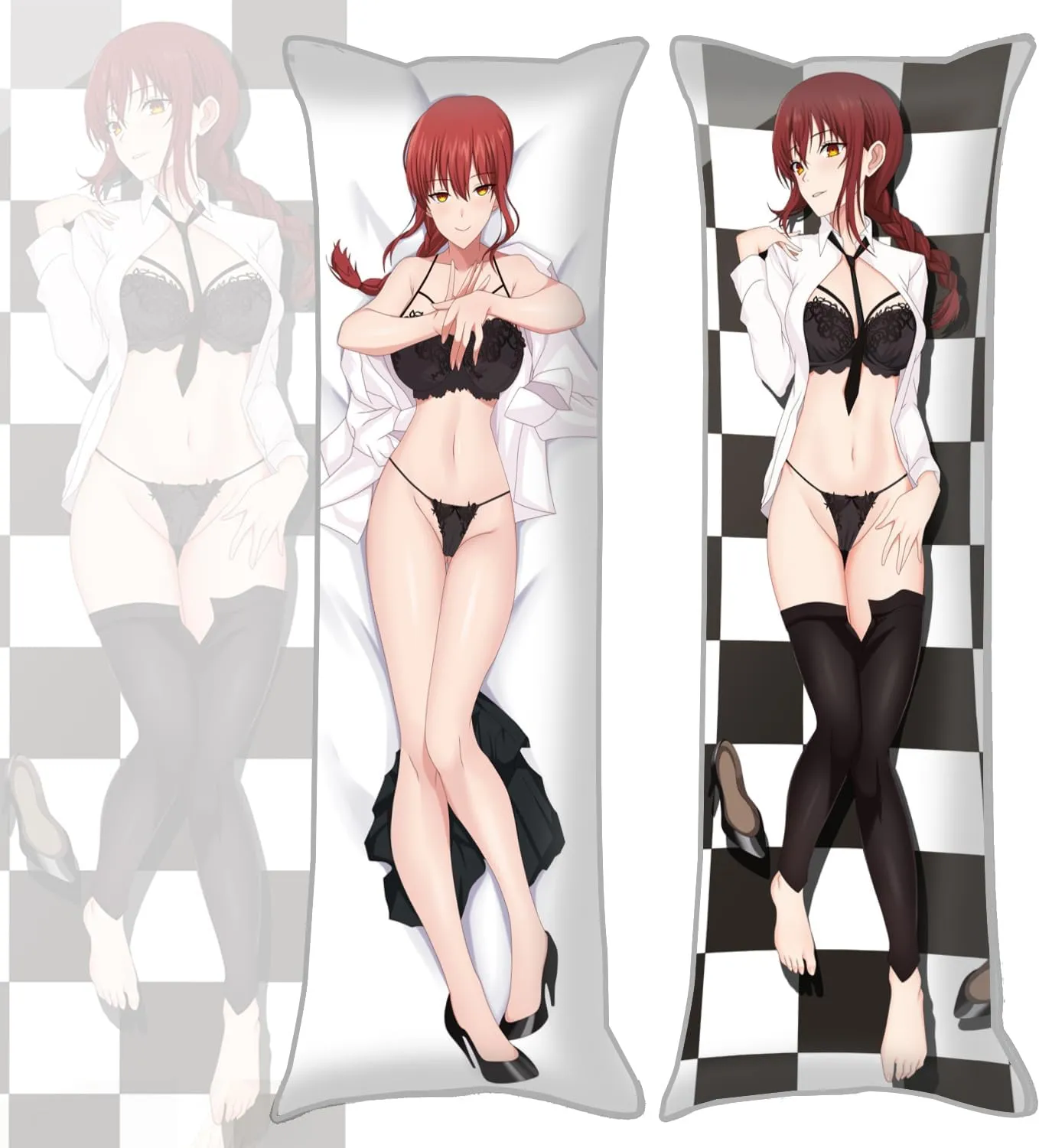 Dakimakura Anime Chainsaw Man Hugging Body Pillow Case, 19""x59"" Throw Pillow Cover, Double-Sided Print Bedding Decorative Pillowcase (Makima A), FA06K