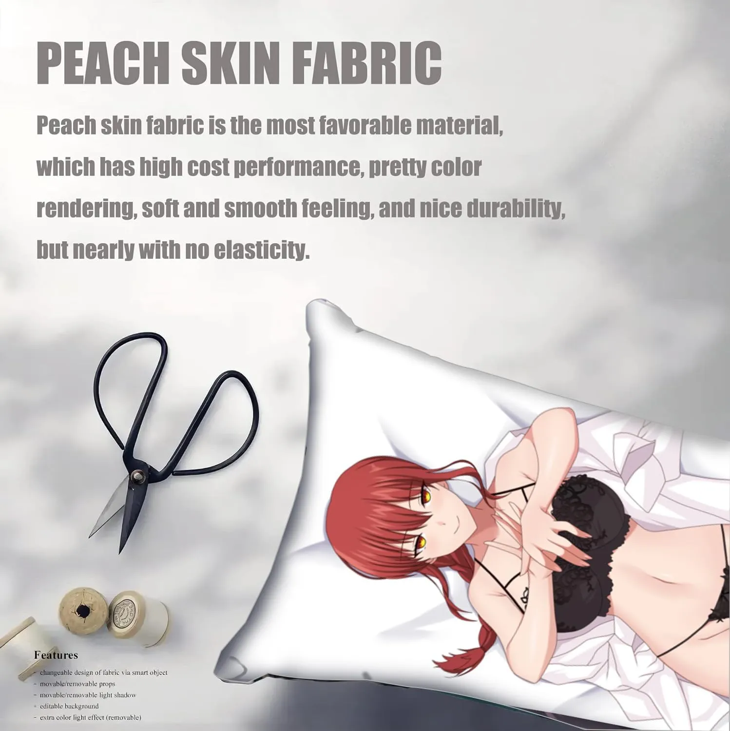 Dakimakura Anime Chainsaw Man Hugging Body Pillow Case, 19""x59"" Throw Pillow Cover, Double-Sided Print Bedding Decorative Pillowcase (Makima A), FA06K