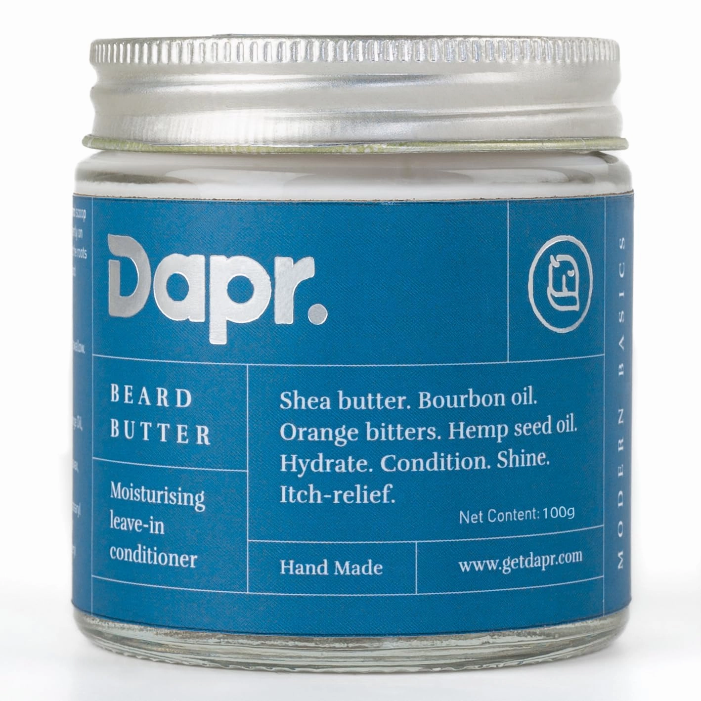 Dapr's Beard Butter (100 grams) |Hydrating and Nourishing with Shea Butter, Bourbon Oil, Orange Bitters & Hemp Seed oil for Softer & Smoother Beard|, White