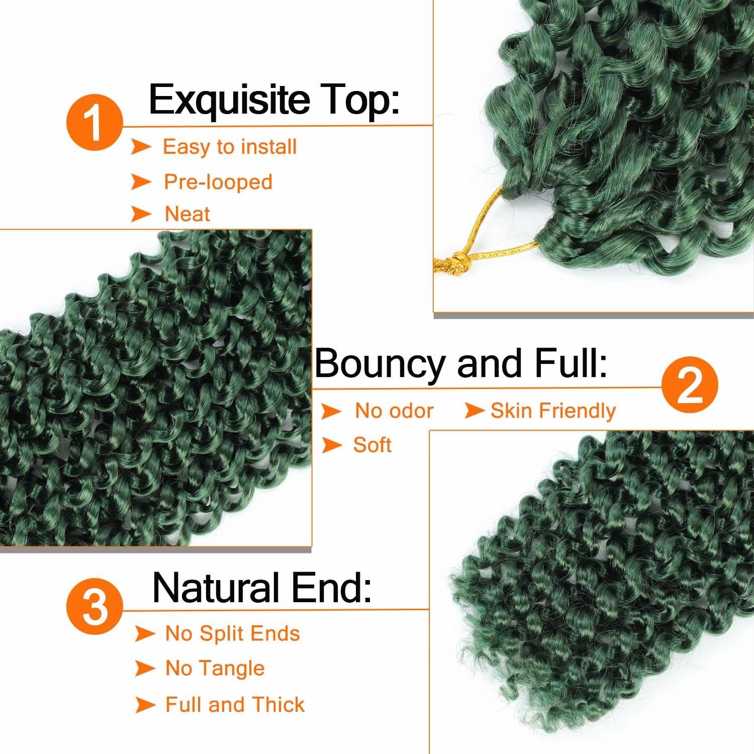 Dark Green Passion Twist Hair 18 Inch 6 Packs Green Water Wave Crochet Hair for Passion Twists Long Bohemian Braiding Protective Style Hair Extensions (18 Inch 6 Packs, DGreen#)