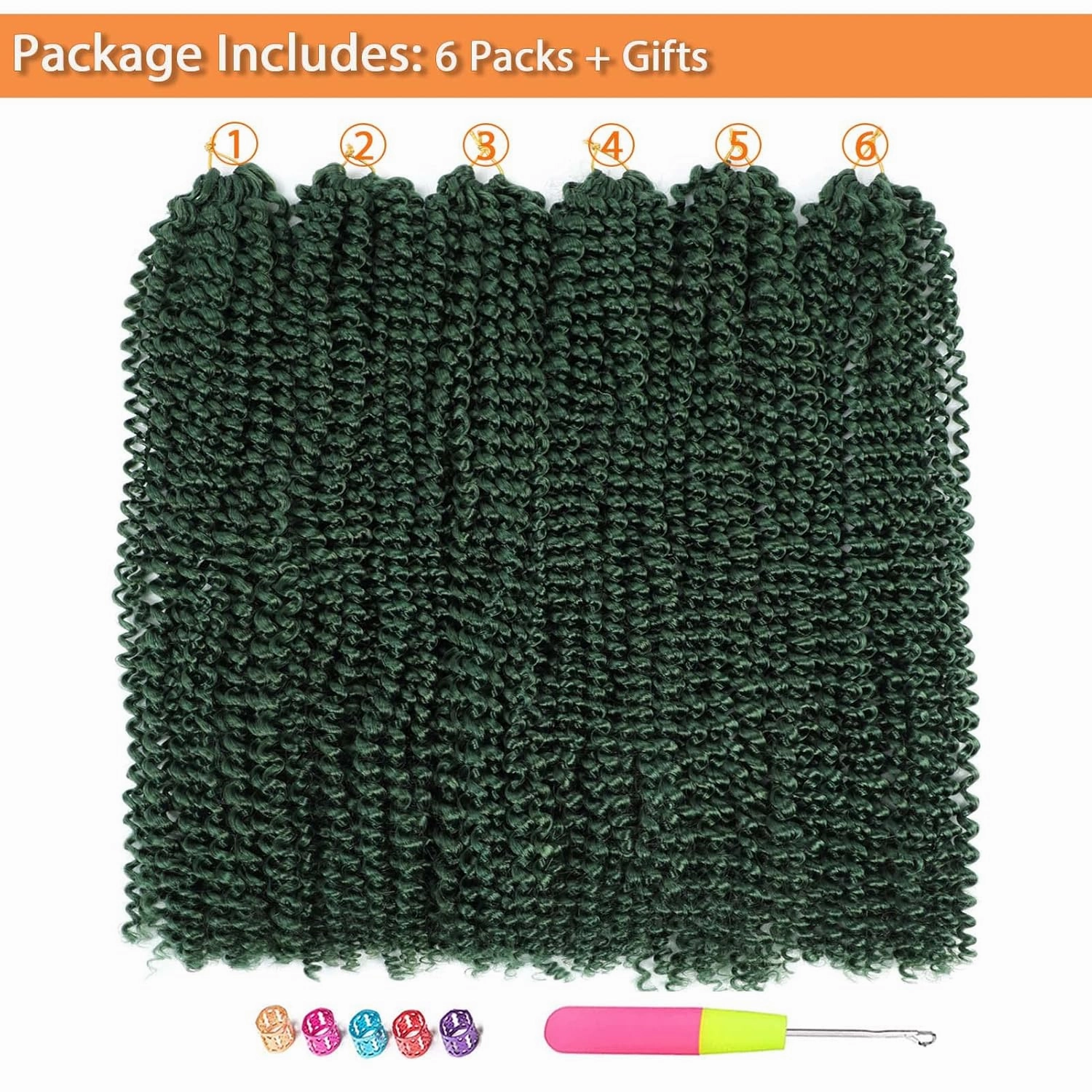 Dark Green Passion Twist Hair 18 Inch 6 Packs Green Water Wave Crochet Hair for Passion Twists Long Bohemian Braiding Protective Style Hair Extensions (18 Inch 6 Packs, DGreen#)