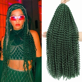 Dark Green Passion Twist Hair 18 Inch 6 Packs Green Water Wave Crochet Hair for Passion Twists Long Bohemian Braiding Protective Style Hair Extensions (18 Inch 6 Packs, DGreen#)