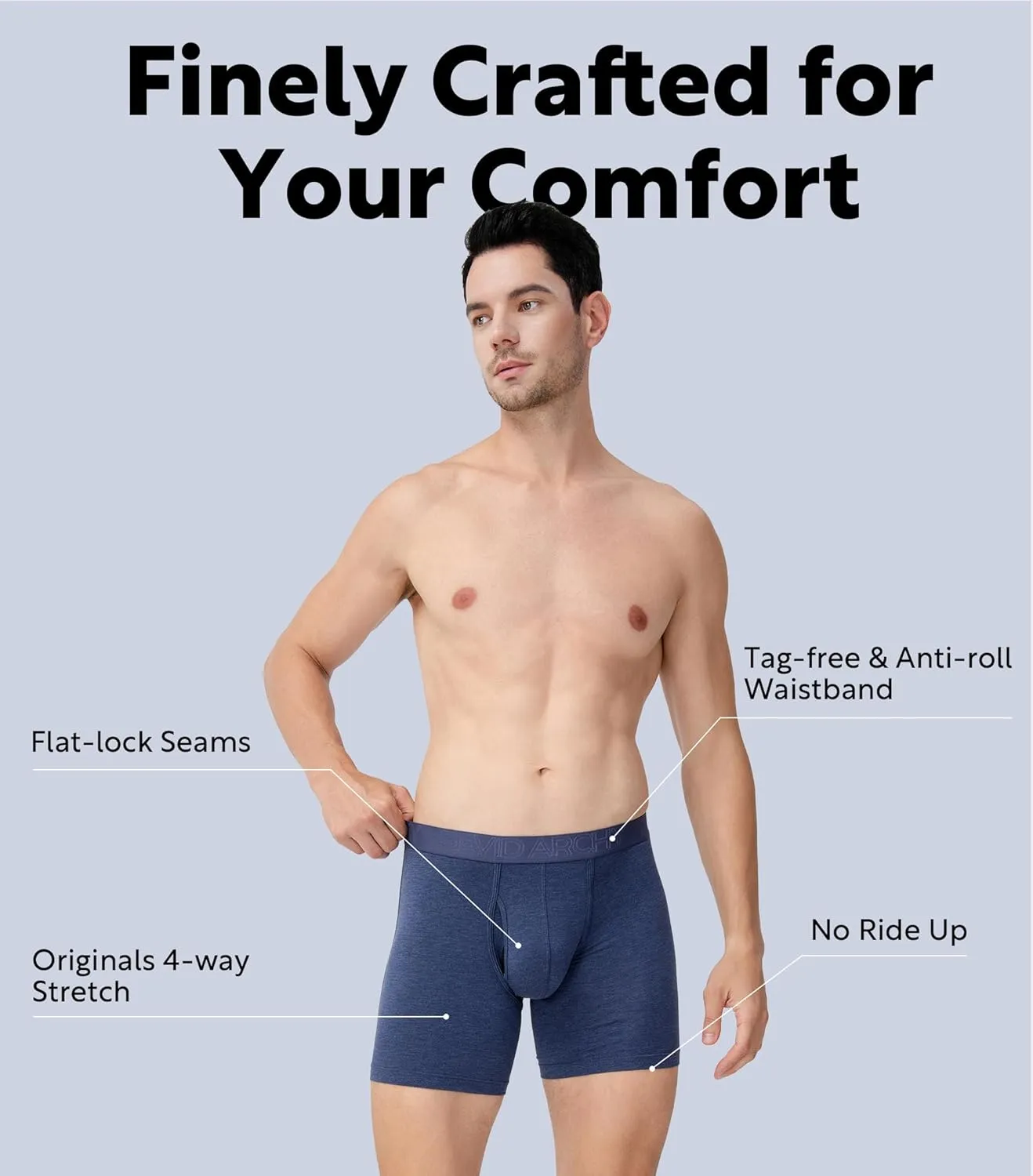 DAVID ARCHY Mens Underwear Boxer Briefs Breathable Soft Moisture-Wicking with Fly Underwear for Men Multipack