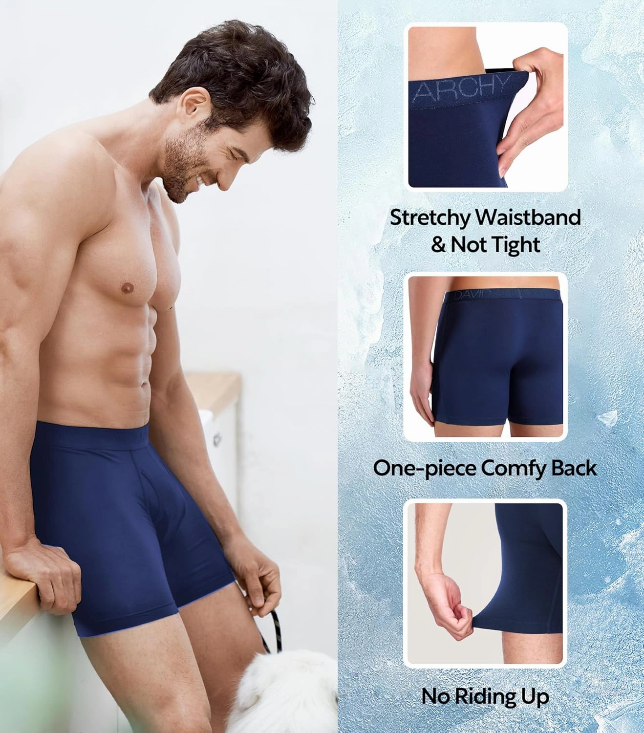 DAVID ARCHY Mens Underwear Boxer Briefs Breathable Soft Moisture-Wicking with Fly Underwear for Men Multipack