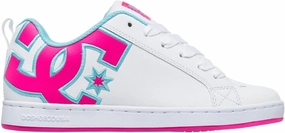DC Shoes Women's Court Graffik Trainers, White Crazy Pink Blue, 8 Women
