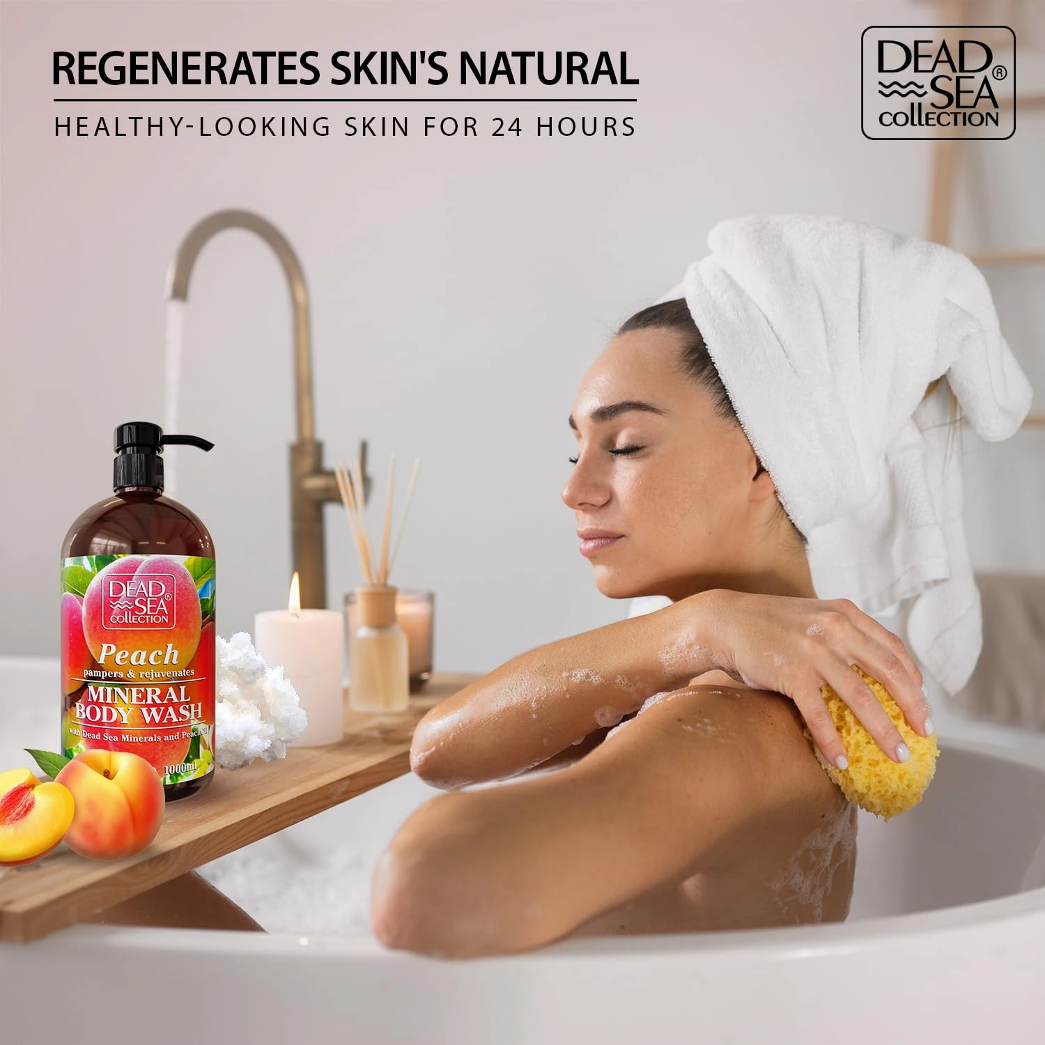 Dead Sea Collection Peach Body Wash for Women and Men - with Pure Dead Sea Minerals and Peach Extract - Cleanses and Moisturizes Skin - Pack of 2 (67.6 fl. oz)