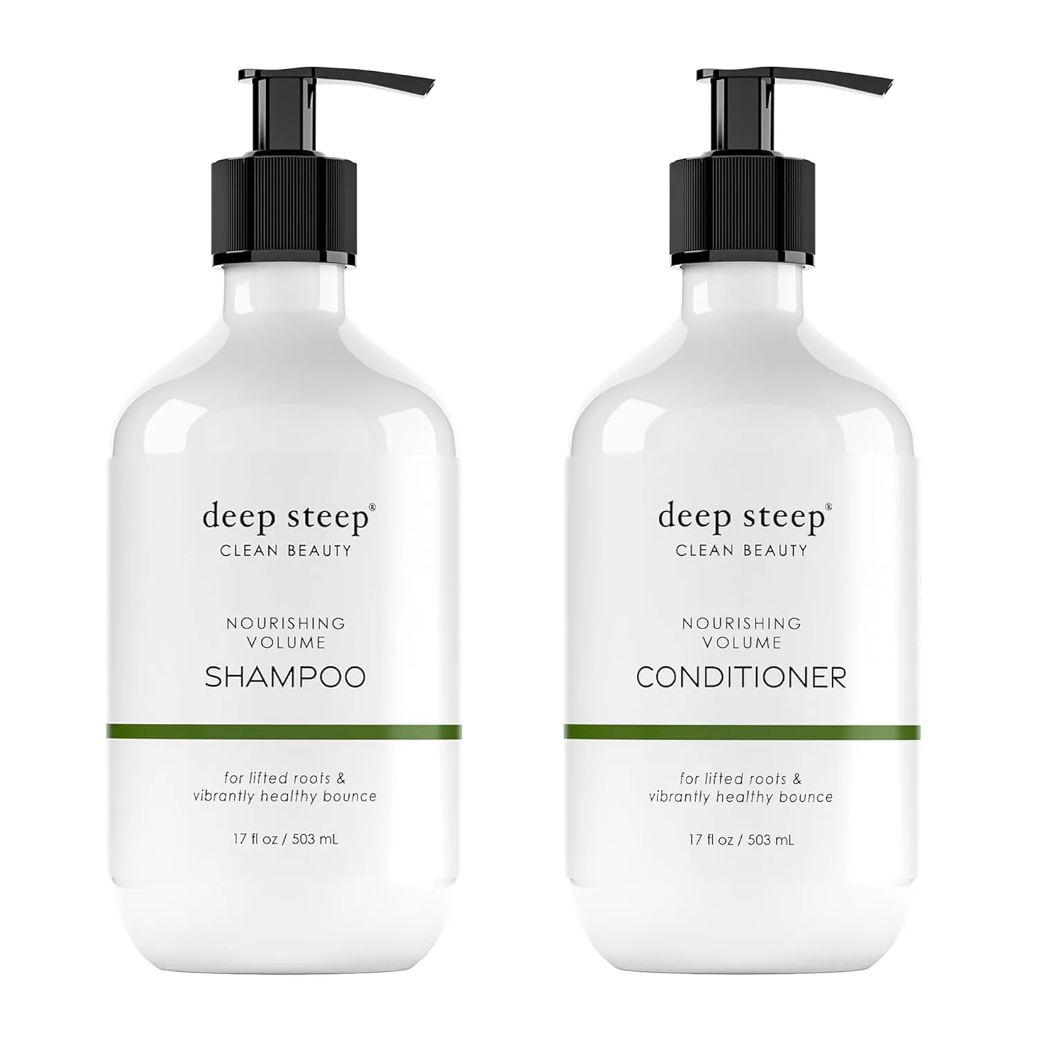 Deep Steep Shampoo & Conditioner, Premium Hair Care (Nourishing Volume, 17 oz)