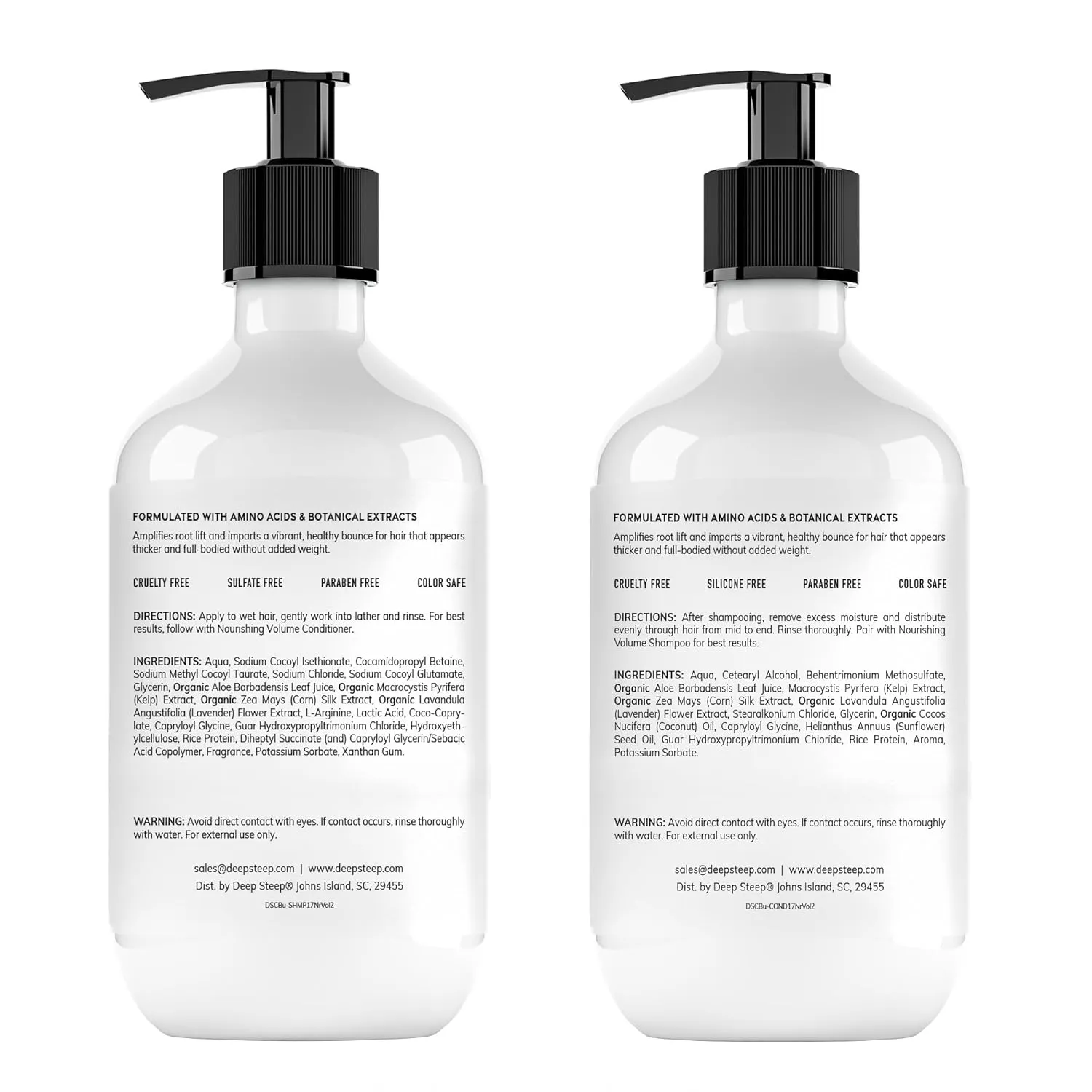 Deep Steep Shampoo & Conditioner, Premium Hair Care (Nourishing Volume, 17 oz)