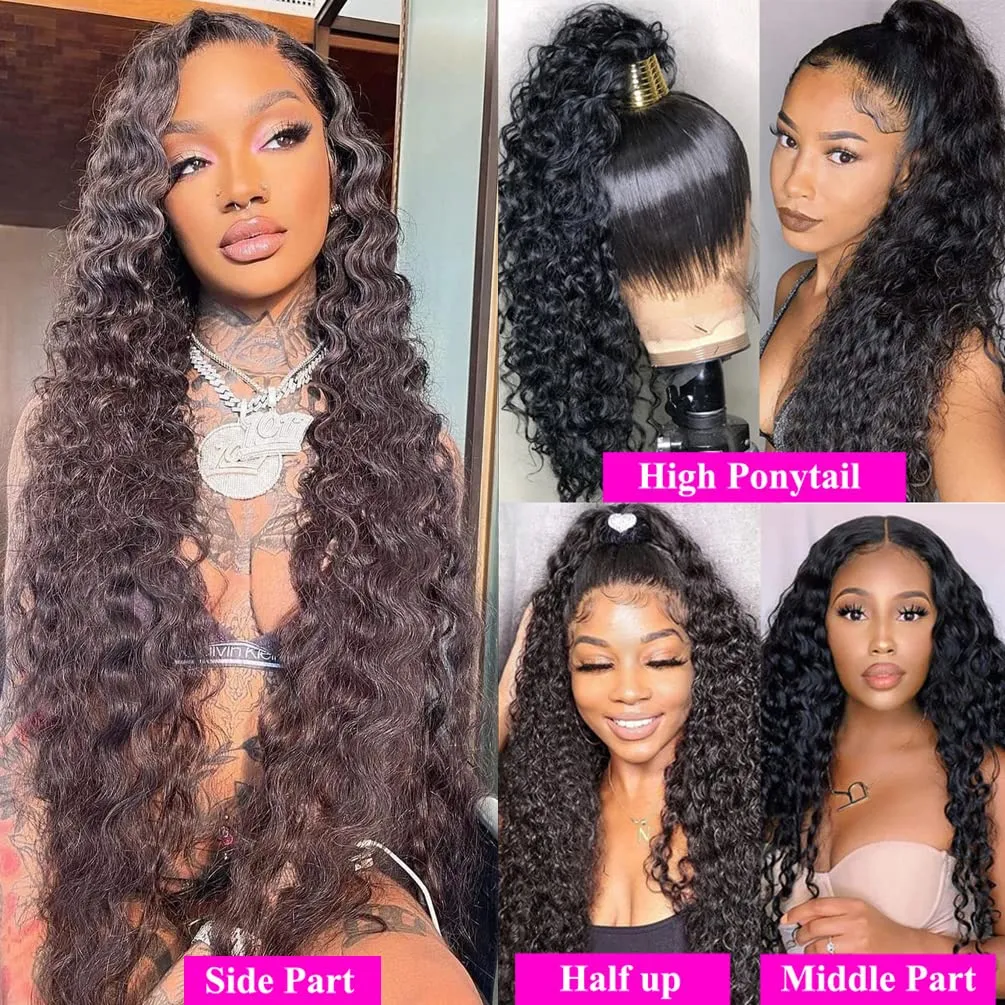Deep Wave Human Hair Bundles （12 14 16 ）12A 100% Unprocessed Brazilian Virgin Human Hair Deep Curly Human Hair Weave 3 Bundles Extensions for Black Women Natural Color