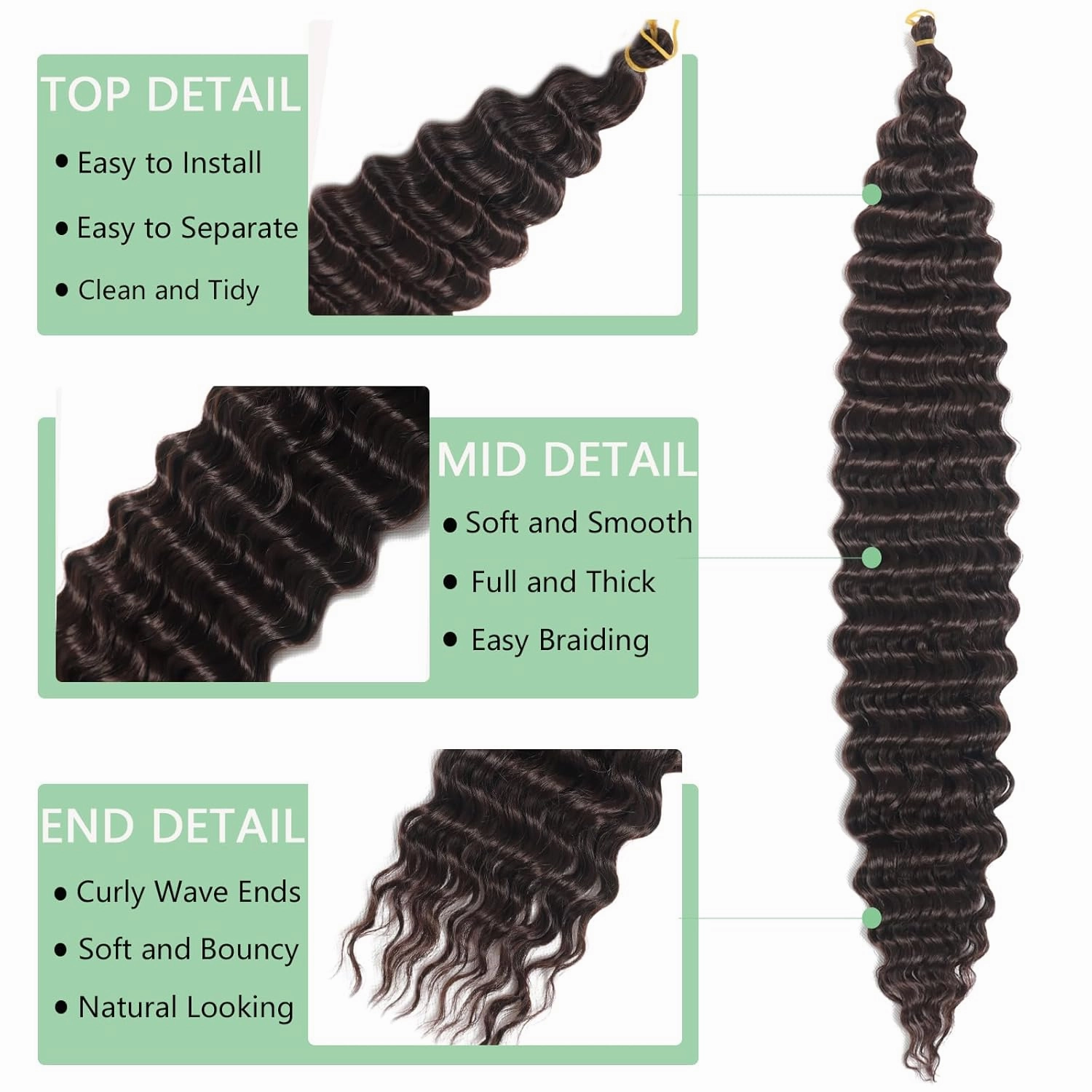 Deep Wave Crochet Hair Ocean Wave Crochet Hair 26Inch 6packs Deep Wave Curly Braiding Hair Extensions Ocean Wave Braiding Hair for Black Women Dack Browm Ocean Wave Crochet Hair Close to Human Hair