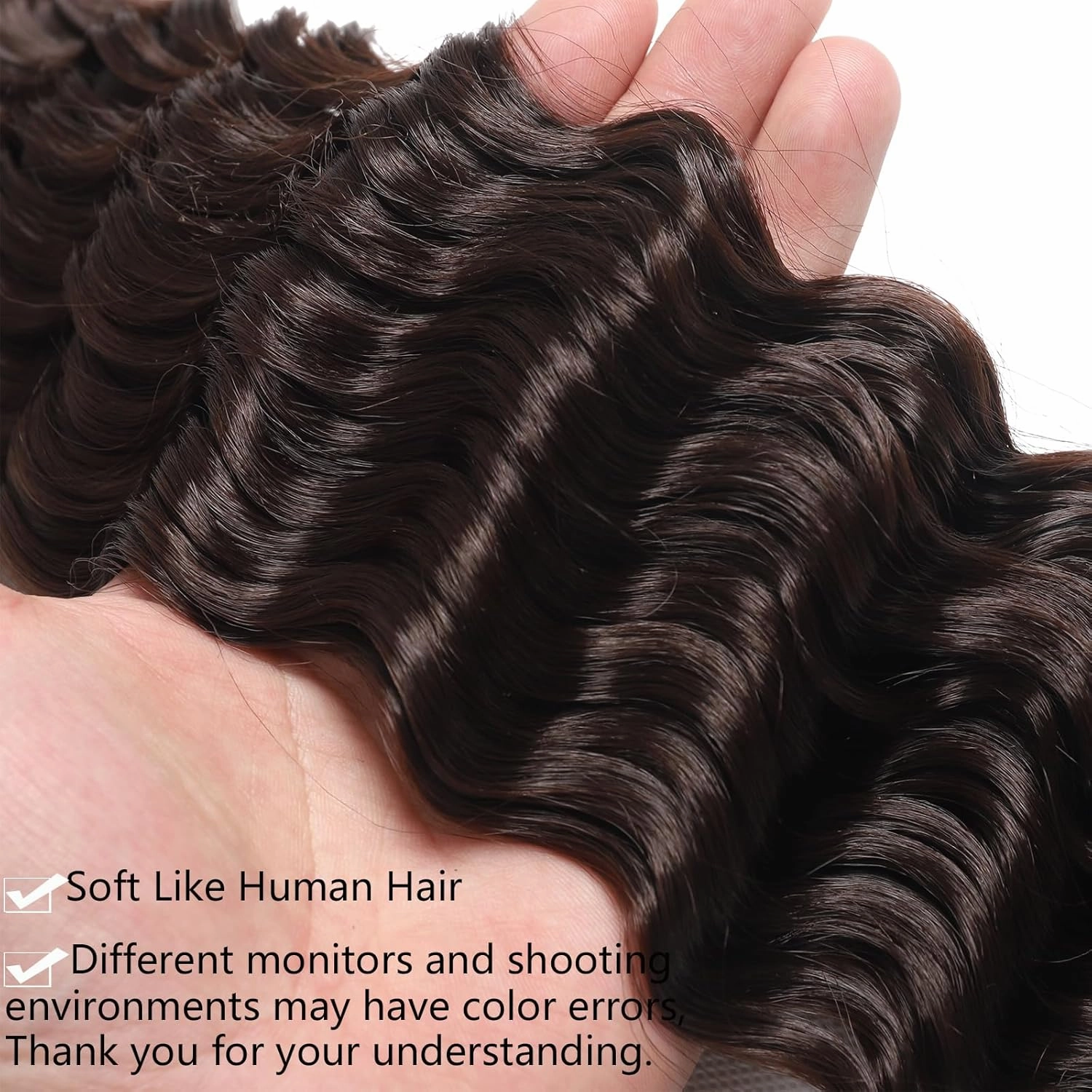 Deep Wave Crochet Hair Ocean Wave Crochet Hair 26Inch 6packs Deep Wave Curly Braiding Hair Extensions Ocean Wave Braiding Hair for Black Women Dack Browm Ocean Wave Crochet Hair Close to Human Hair