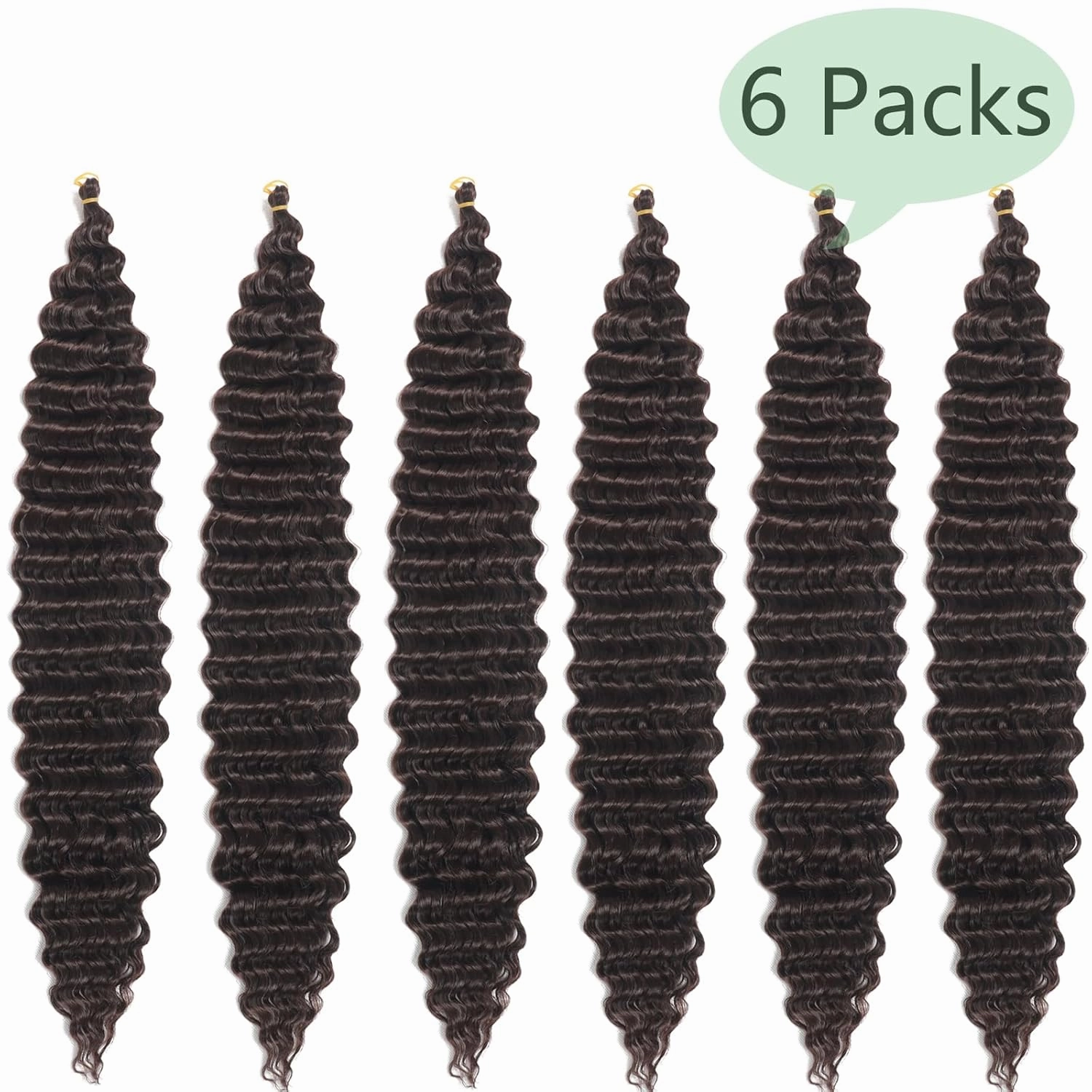 Deep Wave Crochet Hair Ocean Wave Crochet Hair 26Inch 6packs Deep Wave Curly Braiding Hair Extensions Ocean Wave Braiding Hair for Black Women Dack Browm Ocean Wave Crochet Hair Close to Human Hair