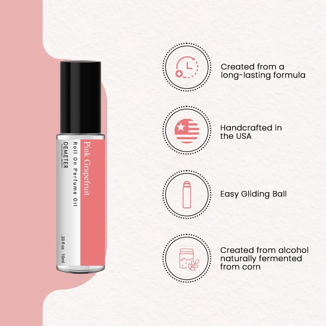 DEMETER Pink Grapefruit Roll On Perfume Oil, 0.33 Oz, Long-Lasting