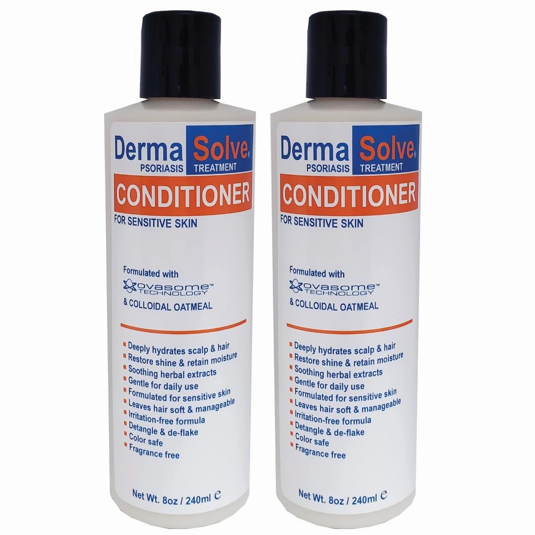 Dermasolve Psoriasis Conditioner - Soothing Anti Dandruff, Seborrheic Dermatitis, Sensitive Skin, Flaky, Itchy, Dry Scalp & Damaged Hair Repair - Pack of 2