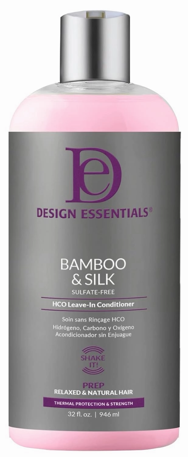 Design Essentials Bamboo & Silk HCO Leave-In Conditioner for Thermal Protection and Strength, 32 Fl Oz., Pink