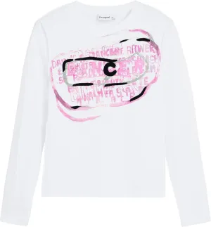 Desigual Women's Long-Sleeve T-Shirt with Pink Letters