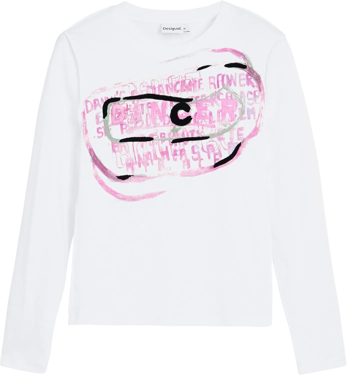 Desigual Women's Long-Sleeve T-Shirt with Pink Letters