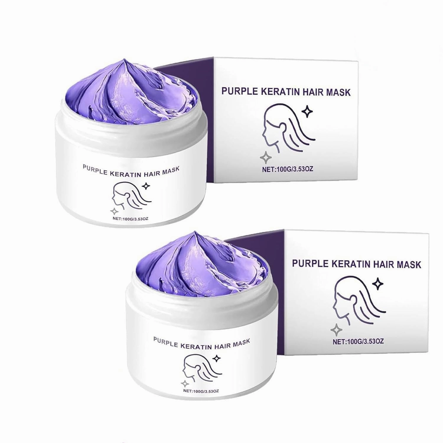 Detroitrain Purple Keratin Hair Mask, Detroitrain Moisturizing Conditioner, Power Purple Hair Mask, Deep conditioning for Hair, Hydrates & Restores Softness, Enhancing Shine, Hydrates (2 Pcs)