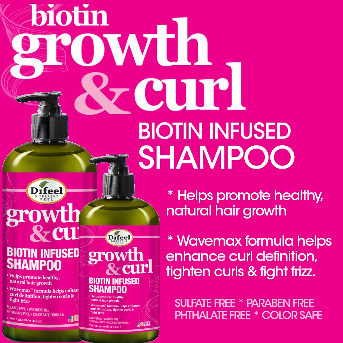 Difeel Growth & Curl Shampoo & Conditioner Combo Packet 2oz.