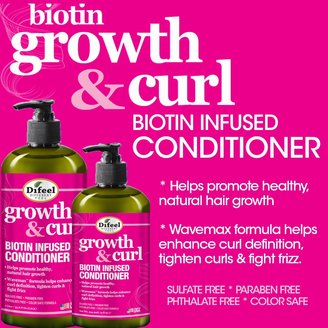 Difeel Growth & Curl Shampoo & Conditioner Combo Packet 2oz.