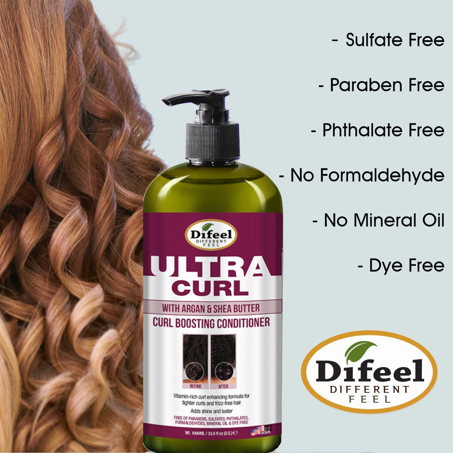 Difeel Ultra Curl with Argan & Shea Butter - Curl Boosting Conditioner 33.8 oz.