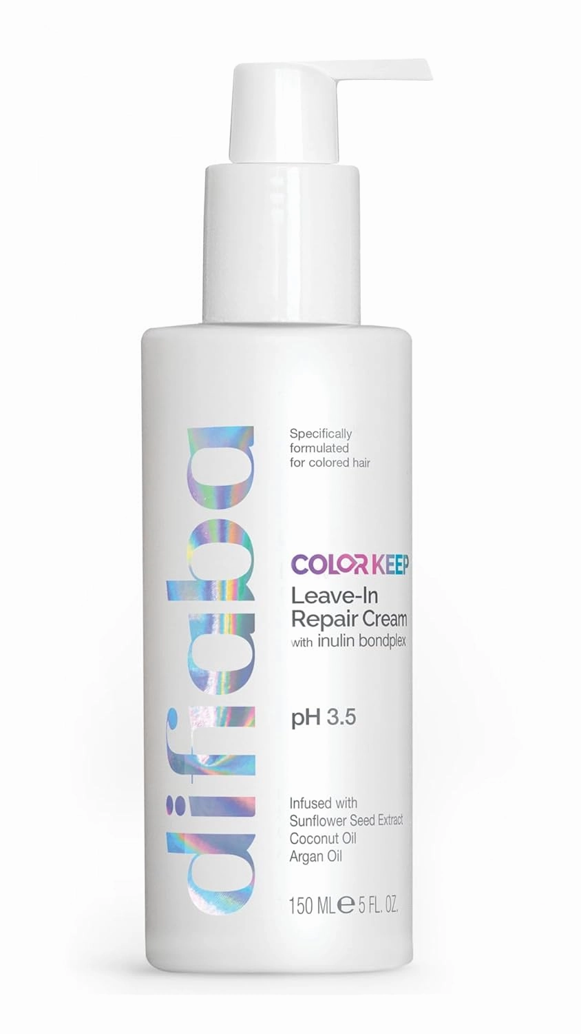 Difiaba Color Keep Leave-In Conditioner Repair Cream - Moisturizing & Strengthening Treatment for Color-Treated Hair - UV & Heat Protection, Frizz Control - w/Active Antioxidants & Natural Oils