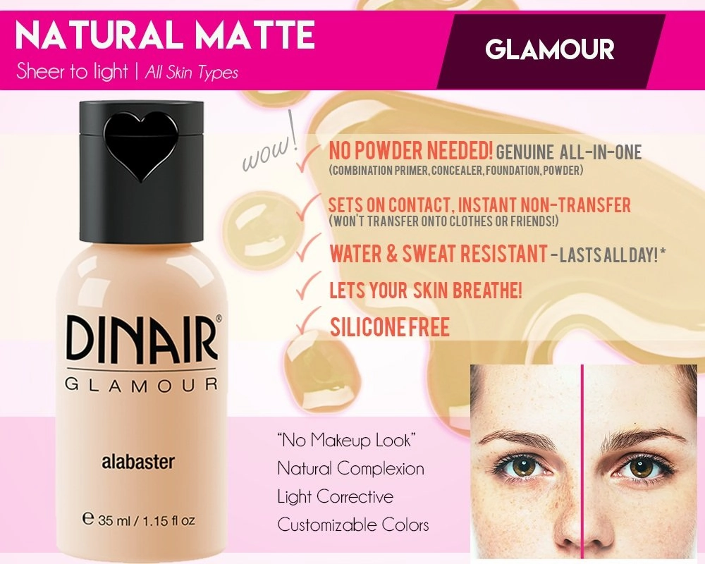 Dinair Airbrush Makeup Foundation | Bronze | GLAMOUR: Natural, Light coverage, Matte 1/4 oz.