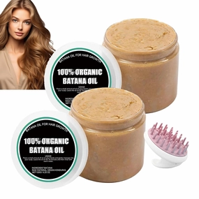 Divine Vitals Batana Oil for Hair Growth, Divine Vitals Organic Batana Hair Growth Oil, from Honduras, Adds Thickness, Texture, Shine for Women and Man, with Shampoo Massage Brush (2 pcs)