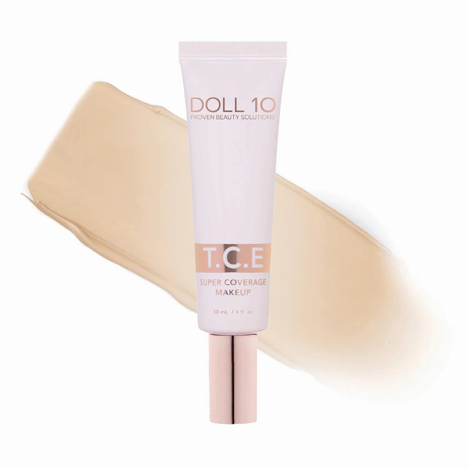 Doll 10 T.C.E. Super Coverage Serum Makeup - Full Coverage Foundation Color Correcting Brightening (Light)
