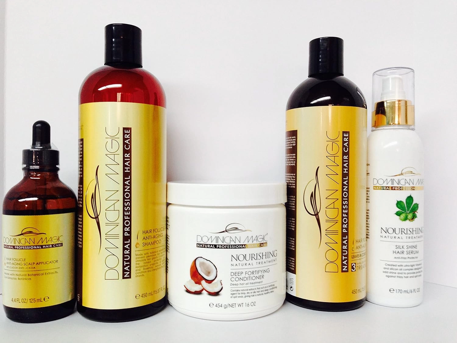 Dominican Magic Anti-Aging Shampoo   Leave in 16oz   Drop 4oz, Nourishing Deep Fortifying Conditioner 16 oz   Silk Shine 6oz