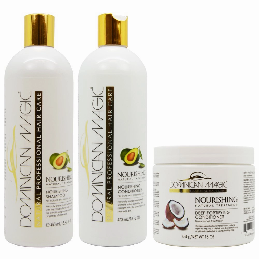 Dominican Magic Nourishing Shampoo, Conditioner & Deep Fortifying Conditioner Set – Hydrating & Strengthening, Dry, Damaged Hair – Enhances Shine & Reduces Breakage, All Hair Types